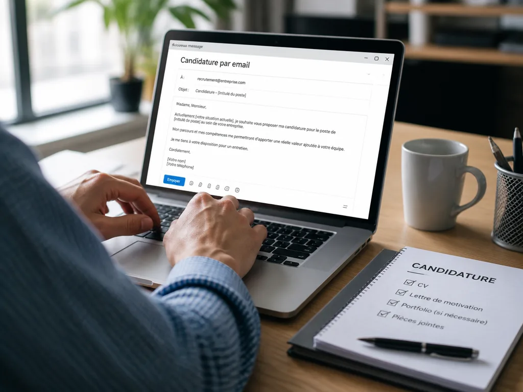Candidate vérifiant les erreurs de sa candidature par email avant envoi