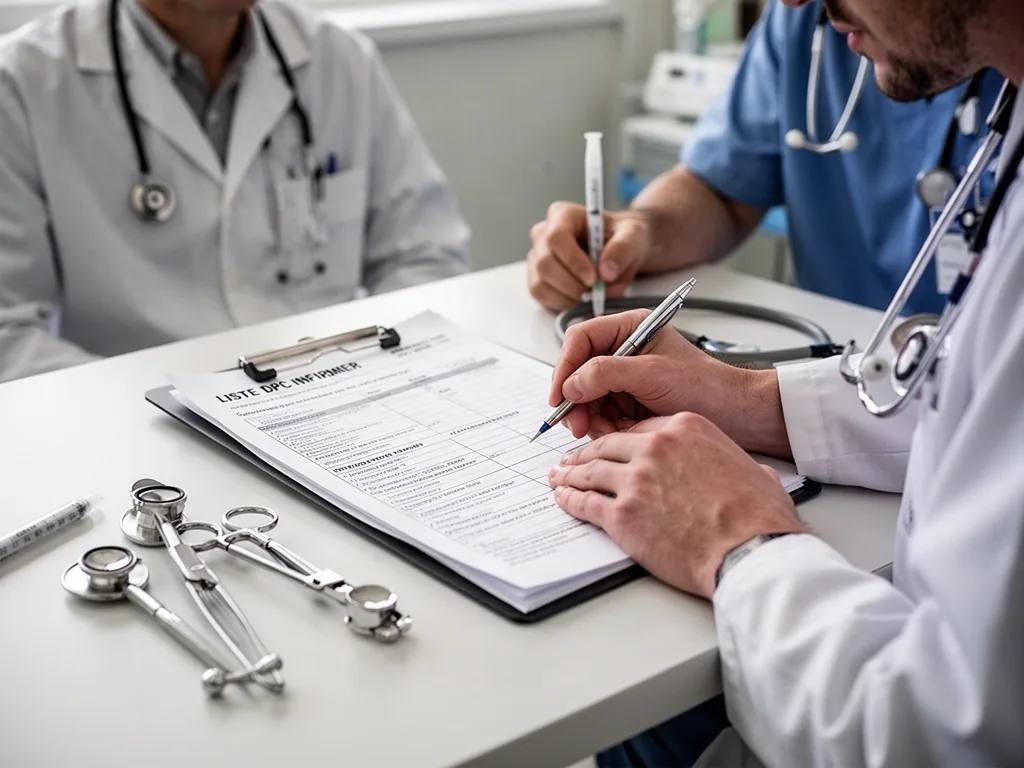 Une infirmière consulte une liste de formations DPC sur son ordinateur