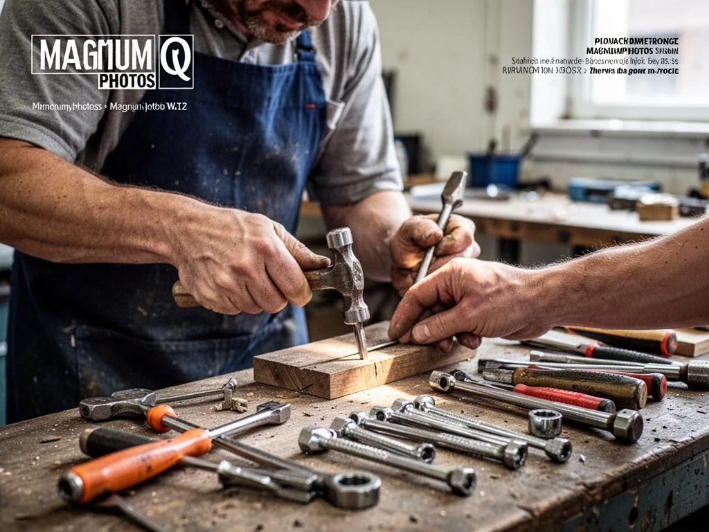 Quincaillier rangeant des clés et outils dans son magasin de bricolage